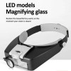 LED Illumination Head-Mounted Magnifier 1.5X 3X 8.5X 10X Helmet Style Magnifying Glass Jewelry Watch Maintenance Read Magnifier