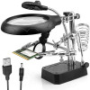 Welding Magnifying Glass LED Light Auxiliary Clip loupe Magnifier 3 In1 Hand Soldering Solder Iron Stand Holder Station
