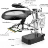 Welding Magnifying Glass LED Light Auxiliary Clip loupe Magnifier 3 In1 Hand Soldering Solder Iron Stand Holder Station