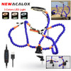 NEWACALOX Table Clamp Soldering Third Hand with 3X USB Magnifier LED Light 5Pcs Flexible Arms PCB Holder Welding Repair Tool