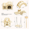 Pet Hamsters House DIY Wooden Gerbil Hideout Bridge Swing and Chinchilla Seesaw Pet Sport Exercise Toys Set Cage Accessories