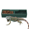 Reptile Bowl 2 Compartments Dark Green Reptile Water Dish Reptile Feeder Habitat Decor Terrarium Dish For Lizard Frog Gecko