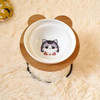 New High-end Pet Bowl Bamboo Shelf Ceramic Feeding and Drinking Bowls for Dogs and Cats Pet Feeder Accessories