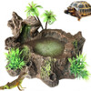 Reptile Food Feeding Bowl Water Dish Artificial Tree Trunk Moss Decor For Turtle Lizard Gecko Snake Dropship