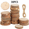 30Pcs Natural Wood Slices Unfinished Wooden Slices Round Rustic Wood Pieces Craft Wood Circle Kit Party Decoration for DIY
