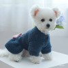 1PC Pet Apparel Cat Dog Autumn and Winter Plush Thickened Warm Blue Bow Princess Dress Suitable for Small and Medium sized Dogs