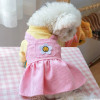 1PC Pet Apparel Dog Cat Autumn and Winter Thickened Warm Pink Sunflower Princess Dress Suitable for Small and Medium sized Dogs