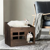 Durable Wooden Cat Cave Bed Furniture Kitten Sleep Lounge House Bed with Cushion Pad Litter Box for Indoor Cats