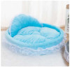 Hanpanda Fantasy Bow Lace Dog Bed Beds For Large Dogs Detachable Oval Pink Princess Pet Bed Basket For Dog Pet Wedding Furniture