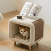 MiFuny Fluff Cat Beds Semi Enclosed Cat House with Sisal Hemp Pet Bed Solid Wood Feet Removable Cat Mat Pet Furniture Supplies