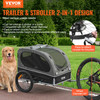 VEVOR 88 lbs 2-in-1 Pet Stroller Cart Dog Bike Trailer with Wheels Reflectors Easy Folding Cart Frame Bicycle Coupler Carrier