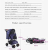 Four Wheel Oxford Pet Stroller, for Cat, Dog and More, Foldable Carrier Strolling Cart with Rain Coat 15kg Bearing 6 Colors