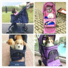 Four Wheel Oxford Pet Stroller, for Cat, Dog and More, Foldable Carrier Strolling Cart with Rain Coat 15kg Bearing 6 Colors