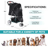 Foldable Pet Stroller for Cats and Dogs 3 Wheels Carrier Strolling Cart with Weather Cover, Storage Basket + Cup Holder