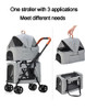 Foldable Double-Layer Pet Stroller, Removable Carrier, Trolley for Small and Medium Pet, Double Layer Cat Carrier Transporte Cat
