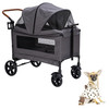 Double-Layer Large Capacity Foldable 4 Wheels Dog Car Carrier Stable Structure Shock Absorption Dog Pram Stroller