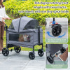 Double-Layer Large Capacity Foldable 4 Wheels Dog Car Carrier Stable Structure Shock Absorption Dog Pram Stroller