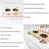 Bird Feeder,Stainless Steel Pet Feeding Bowl Parrot Feeding Bowl with Wooden Stand, Feeding and Watering Supplies for Birds