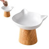 Tilted Cat Water Bowl Tilted Feeding Dish Water Bowls With Anti-Slip Wood Stand Wide Cat Food Bowl Feeding Watering Supplies