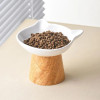 Raised Cat Food Dish Ceramic Cat Food And Water Bowls With Anti-slip Wood Stand Wide Cat Food Bowl Feeding Watering Supplies