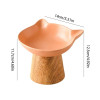 Raised Cat Food Dish Ceramic Cat Food And Water Bowls With Anti-slip Wood Stand Wide Cat Food Bowl Feeding Watering Supplies