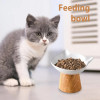 Elevated Cat Water Bowl Porcelain Feeder Dish With Non-slip Wood Stand Wide Cat Food Bowl Feeding Watering Supplies