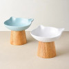 Elevated Cat Water Bowl Porcelain Feeder Dish With Non-slip Wood Stand Wide Cat Food Bowl Feeding Watering Supplies