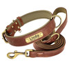 Customized Leather Dog Collar Leash Set Soft Padded Leather Collar For Small Medium Large Dogs With Free Engraved Nameplate