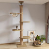 Wooden Cat Tree House Multifunction Pet Furniture Kitten Climbing Toy Cat Scratching Posts Cat Tower Soft Flannel Hammock Bed