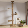 Wooden Cat Tree House Multifunction Pet Furniture Kitten Climbing Toy Cat Scratching Posts Cat Tower Soft Flannel Hammock Bed