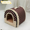 Pet Bed Dog House Kennel Soft Tent Indoor Enclosed Warm Plush Sleeping Nest Basket with Removable Cushion Travel Dog Accessory