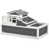 House with Balcony, 2 Tiers Large Tortoise Habitat Indoor, Outdoor Reptile Cage with Ladder, Openable Roofs