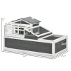 House with Balcony, 2 Tiers Large Tortoise Habitat Indoor, Outdoor Reptile Cage with Ladder, Openable Roofs