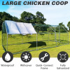 9.2' L x 18.4' W x 6.4' H Walk-in Chicken Coop Poultry Cage Hen Run House Rabbits Habitat Cage Flat Roofed Cage for Backyard