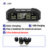 E-ACE Solar TPMS Car Tire Pressure Monitoring System Tyre Temp Digital Display Auto Security Alarm USB Charging with 6 sensors