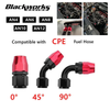 Universal AN4/AN6/AN8/AN10/AN12 Straight 0 45 90 Degree Oil Fuel Swivel Hose End Fitting Oil Hose End Adaptor Kit Black Red