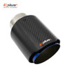 EPLUS Car Glossy Carbon Fiber Muffler Tip Exhaust System Pipe Mufflers Nozzle Universal Straight Stainless Blue For Ak