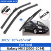 For Ford Galaxy MK3 2006-2014 30"+26"+14" Front Rear Wiper Blades Windshield Windscreen Window Cutter Accessories 2012 2013 2014