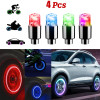 4Pcs Colorful LED Wheel Lights Car Tire Valve Caps Neon Light Bulb Universal Car Motorcycle Bicycle Valve Cover Auto Exterior