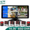 10.36 Inch 4 Channel Smart Blind Spot Radar BSD Alarm Truck Bus Car DVR Recorder Monitor with 4 PCS AHD 1080P IR Camera