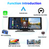Podofo 10'' Dash Cam Rearview Camera Carplay & Android Auto 2.5K Video DVR Navigation Recorder Dashboard Car Mirror 24H Park AUX