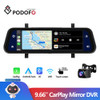 Podofo Mirror Camera for Car Touch Screen Video Recorder Rearview mirror Dash Cam Front and Rear Camera Voice Control Mirror DVR