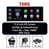 11.3" 4K Dash Cam Video Recorder Camera Carplay & Android Auto Smart Player GPS Navigation Car DVR Dashboard Dual Lens Monitor