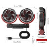 3 Speed Dual Head Car Fan 360 Degree Rotation Neck Auto Cooler Automobile Electrical Appliances for Summer Travel Keeping Cool