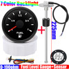 0-190 ohm Fuel Float Sensor + 52mm Fuel Level Gauge 7 Color Light Waterproof IP67 Oil Tank Meter Indicator Car Yacht 12V 24V