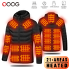 21 Areas Heated Cotton Clothes Jacket USB Heating Jacket Warm Snowfield Heated Vests Coat Hunting Hiking Camping Autumn Winter