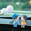 2022 Car Accessories Cute Cartoon Couples Action Figure Figurines Balloon Ornament Auto Interior Dashboard for Girls Gifts Drop