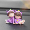 Cute Car Decoration Ornaments Creative Cartoon Purple Unicorn Pajamas Couple Auto Center Console Car Interior Accessories