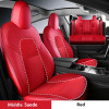 Custom Fit Car Alcan tara Seat Cover For Tesla Model Y 3 Car Accessories Specific For Tesla Full Covered For 5 Seaters Cars Red