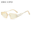 OEC CPO Retro Rimless Sunglasses Women Men Punk Metal Sun Glasses Ladies Frameless Eyeglasses UV400 Shades New Fashion Eyewear